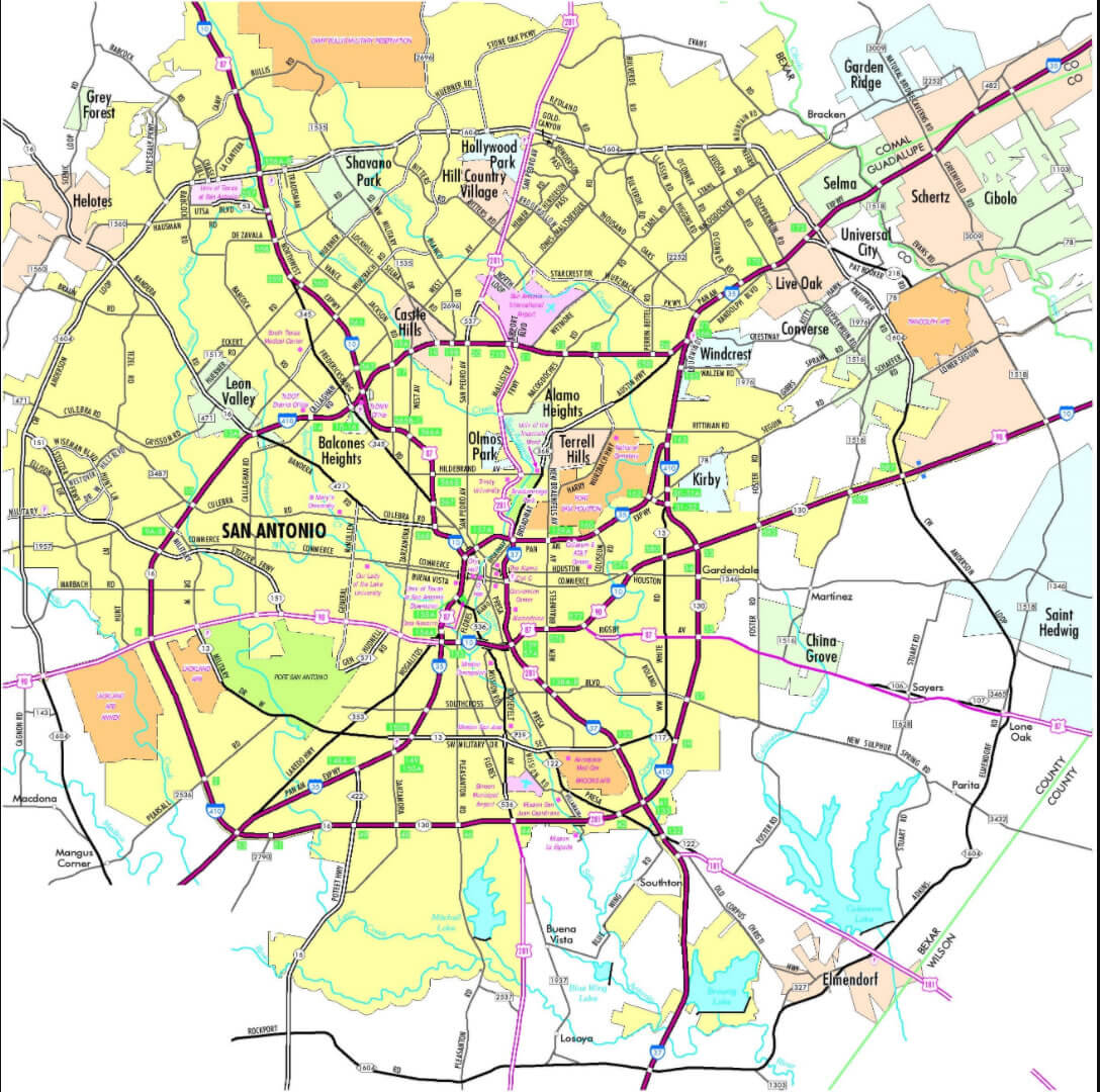 San Antonio Centre Ville carte
